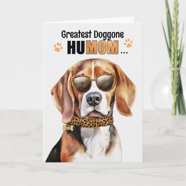 Beagle Dog Greatest HuMOM Mother's Day Holiday Card (Front)