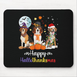 Beagle Dog Halloween Merry Christmas Happy Halloth Mouse Mat