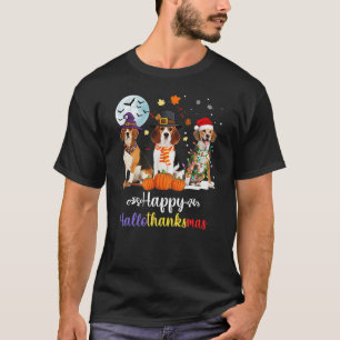 Beagle Dog Halloween Merry Christmas Happy Halloth T-Shirt