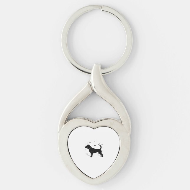 Beagle Dog � Halloween Moon Silhouette Oversized T Key Ring (Front)