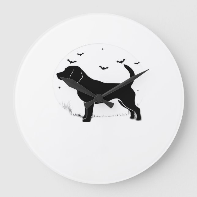 Beagle Dog � Halloween Moon Silhouette Oversized T Large Clock (Front)