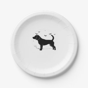Beagle Dog � Halloween Moon Silhouette Oversized T Paper Plate