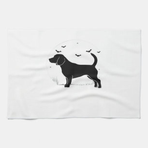 Beagle Dog � Halloween Moon Silhouette Oversized T Tea Towel