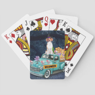 Beagle Dog Halloween Truck Scary Night Playing Cards