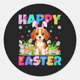 Beagle Dog Happy Easter Egg Hunt Bunny Ear Beagle Classic Round Sticker