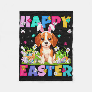 Beagle Dog Happy Easter Egg Hunt Bunny Ear Beagle Fleece Blanket