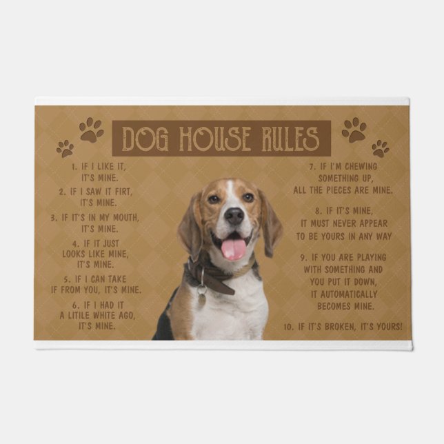 Beagle Dog House Rules, If It Broken, It’s Yours Doormat (Front)