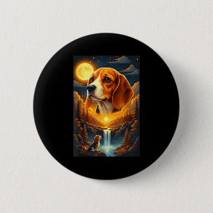 Beagle dog howling to the moon  6 cm round badge