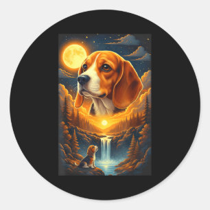 Beagle dog howling to the moon classic round sticker