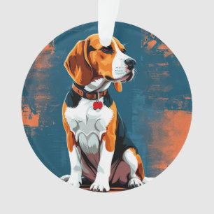 Beagle Dog in Abstract Background Ornament