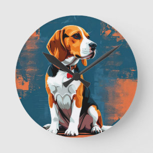 Beagle Dog in Abstract Background Round Clock