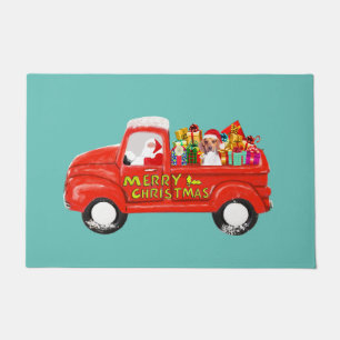 Beagle Dog in Christmas Delivery Truck Doormat
