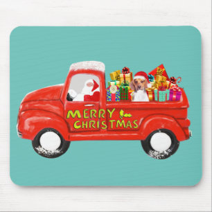 Beagle Dog in Christmas Delivery Truck Mouse Mat