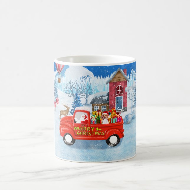 Beagle Dog in Christmas Delivery Truck Snow Coffee Mug (Center)