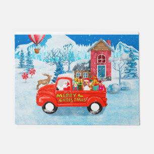Beagle Dog in Christmas Delivery Truck Snow  Doormat