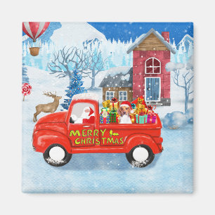Beagle Dog in Christmas Delivery Truck Snow  Magnet