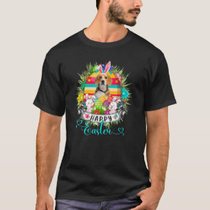 Beagle Dog In Easter Eggs Basket Bunnies Happy Eas T-Shirt