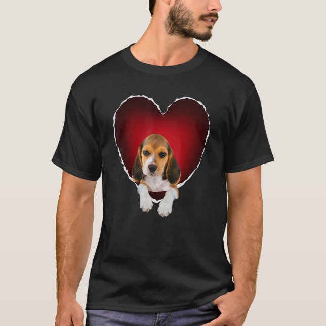 Beagle dog in Heart English Beagle T-Shirt (Front)
