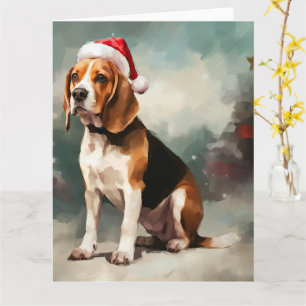 Beagle Dog in Snow Christmas  Card
