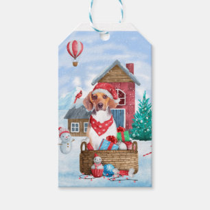 Beagle Dog In snow Christmas Dog House Gift Tags