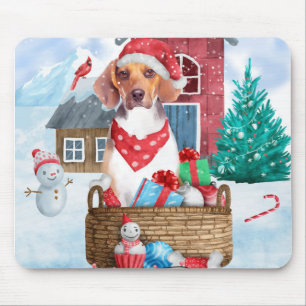 Beagle Dog In snow Christmas Dog House Mouse Mat
