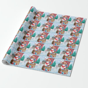 Beagle Dog In snow Christmas Dog House Wrapping Paper