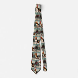 Beagle Dog in Snow Christmas  Tie