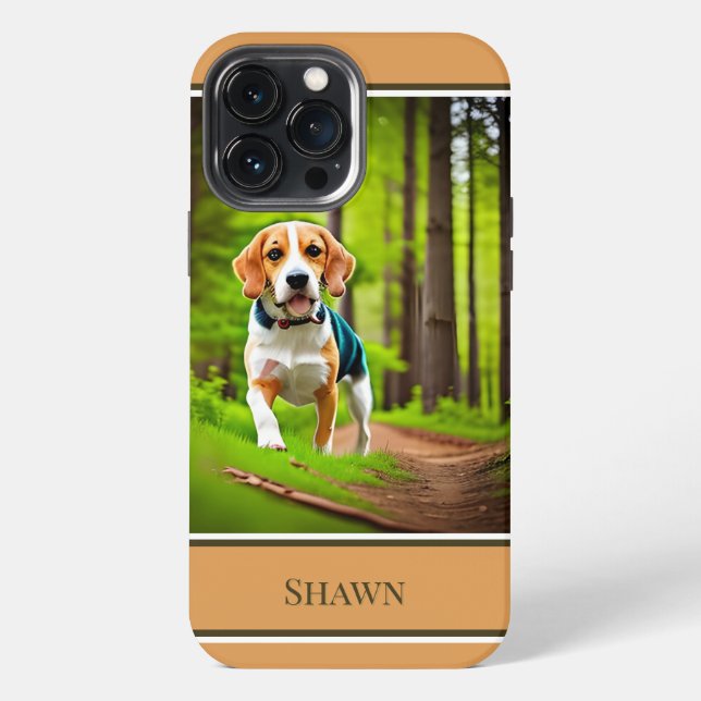 Beagle Dog in Woods Rustic iPhone Case (Back)