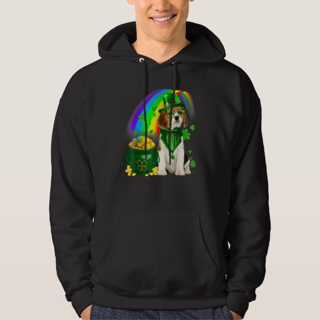 Beagle Dog Irish Leprechaun Saint St Patrick Day Hoodie (Front)