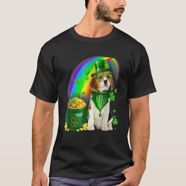 Beagle Dog Irish Leprechaun Saint St Patrick Day T-Shirt (Front)