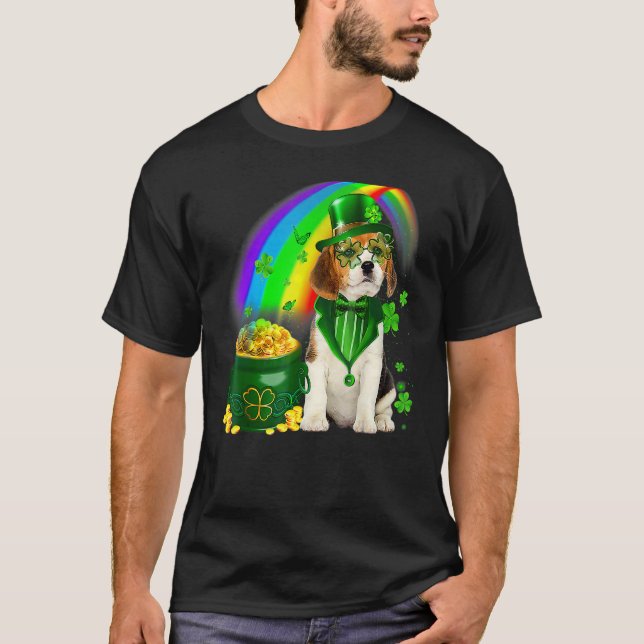 Beagle Dog Irish Leprechaun Saint St Patrick Day T-Shirt (Front)