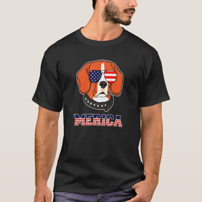 Beagle Dog July 4th T-Shirt (Front)