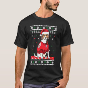 Beagle Dog Light Christmas Wearing Santa Hat Tree  T-Shirt
