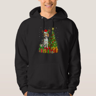 Beagle Dog Lighting Xmas Tree Santa Hat Beagle Chr Hoodie