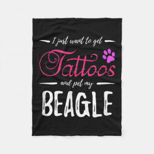 Beagle Dog Lover Tattoo Funny Dog Mum Gift Idea Fleece Blanket