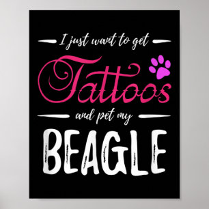 Beagle Dog Lover Tattoo Funny Dog Mum Gift Idea  Poster