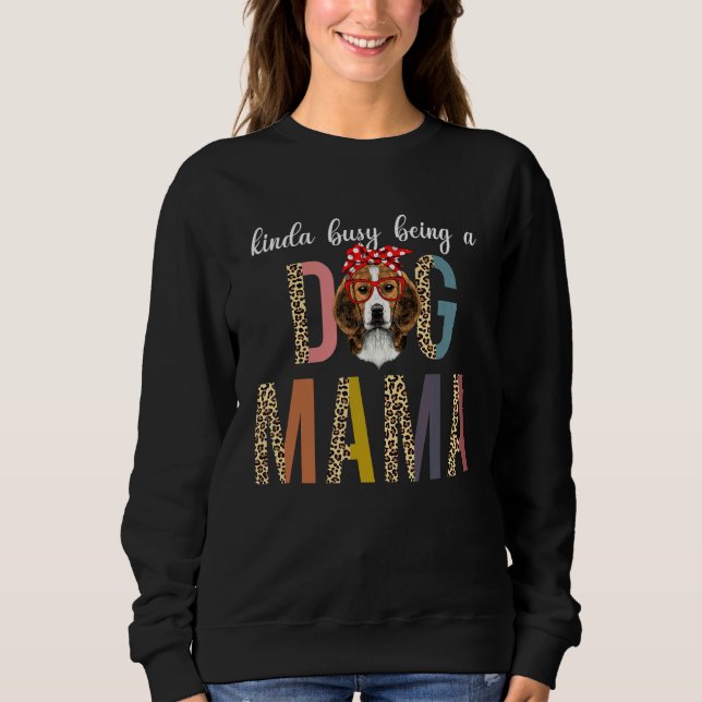 Beagle Dog Mama Dog Mum Leopard Mother's Day Sweatshirt (Front)