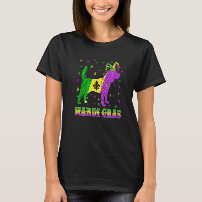 Beagle Dog Mardi Gras Carnival Jester Beads Premiu T-Shirt (Front)