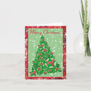 Beagle Dog Merry Christmas Tree w/ Stars Card