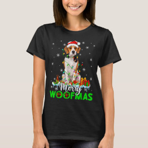 Beagle Dog Merry Woofmas Funny Xmas Lights Santa H T-Shirt