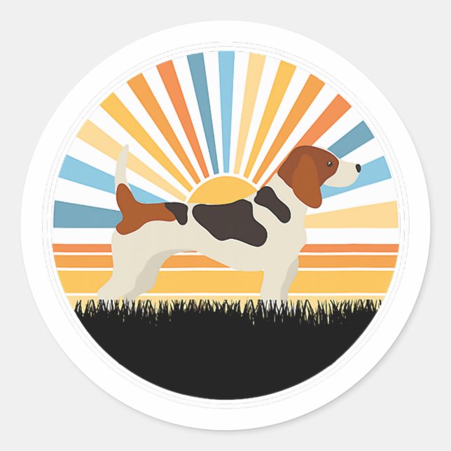 beagle - dog mum dog dad  sunset pet  classic round sticker (Front)