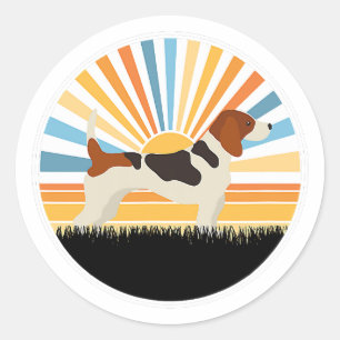 beagle - dog mum dog dad sunset pet classic round sticker