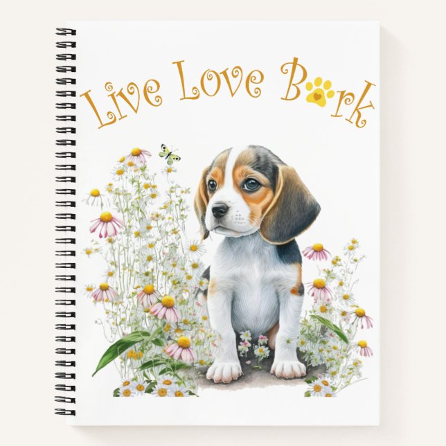 Beagle Dog Mum Floral Notebook (Front)