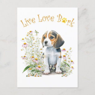Beagle Dog Mum Floral Postcard