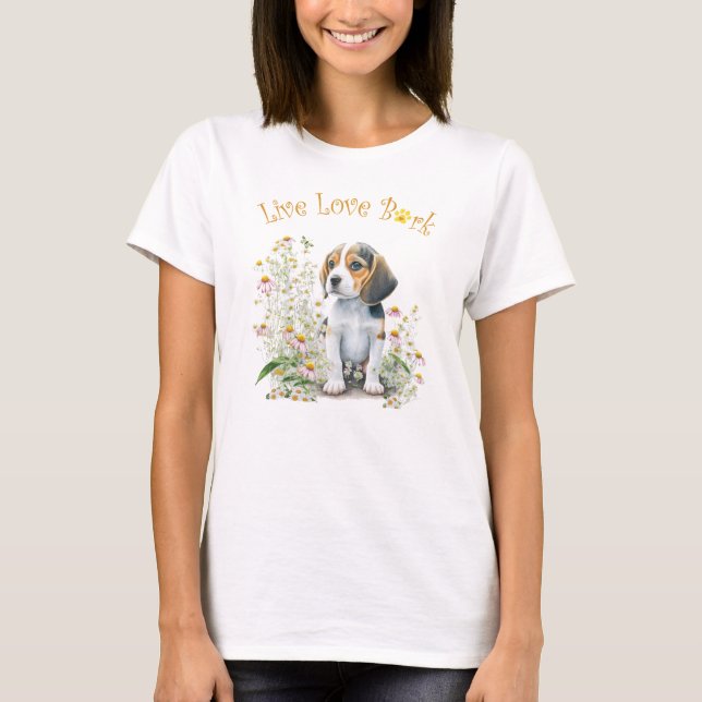 Beagle Dog Mum Floral T-Shirt (Front)