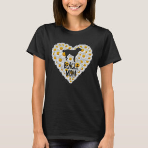 Beagle Dog Mum on Love Heart White Daisy Flowers   T-Shirt