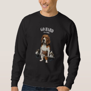 Beagle Dog Muscle Training With Barbell Shrug Bar  Sweatshirt