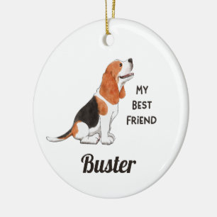Beagle Dog My Best Friend Custom Name Ceramic Tree Decoration