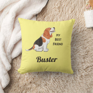 Beagle Dog My Best Friend Custom Name Cushion