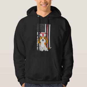 Beagle Dog Nurse American Flag Thin Red Line Appre Hoodie